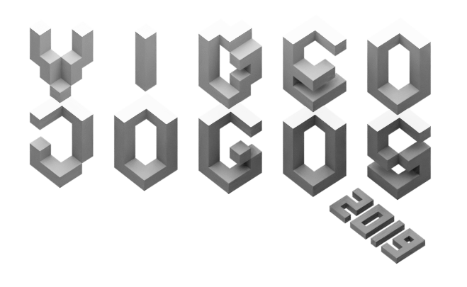 "Videojogos 2019" logo - alternative version (grayscale)